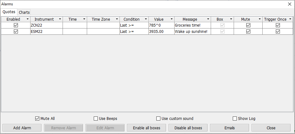 QST Professional Real-time Customizable Text Message Notifications For Price,. Volume, Trade Size Or Time